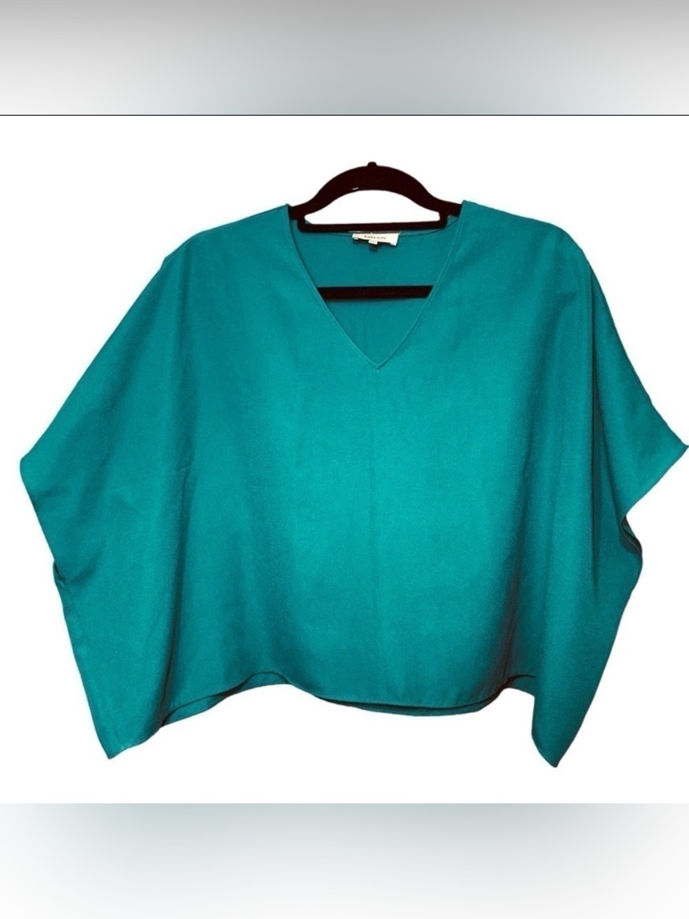 Aritzia Babaton Green Crepe Blouse Sz S Oversized Dolman Short Sleeve Boxy Shirt